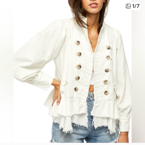 Free People Jackets & Blazers - Free People Cream Utility Jacket
